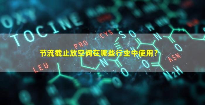 节流截止放空阀在哪些行业中使用？