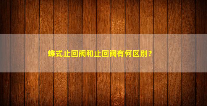 蝶式止回阀和止回阀有何区别？