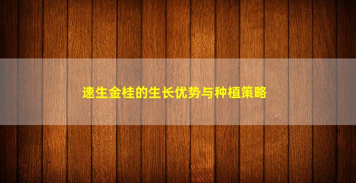 速生金桂的生长优势与种植策略